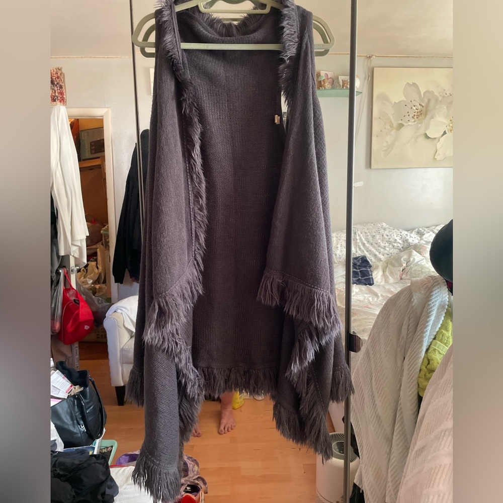 Fringed Gray Sweater